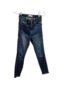 Raw Hem Cropped Skinny Jeans Medium Wash Size 27